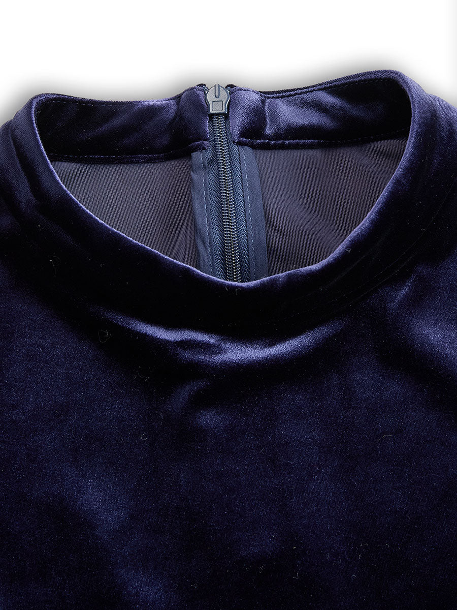 Sibella - Navy Long-Sleeve Midi Dress