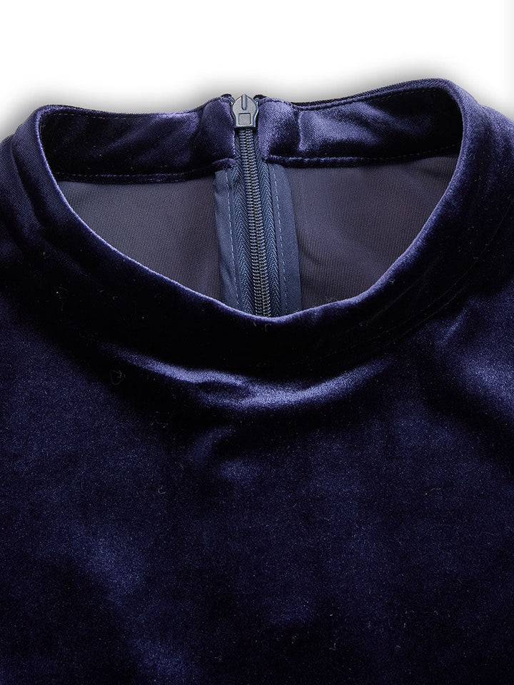 Sibella - Navy Long-Sleeve Midi Dress