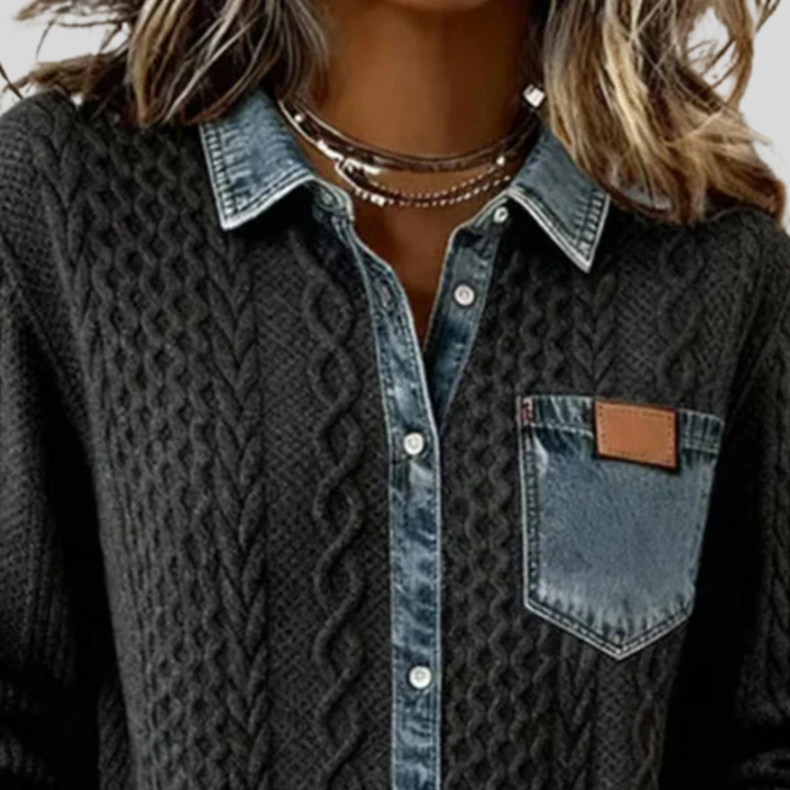 Simone | Denim Patchwork Shirt