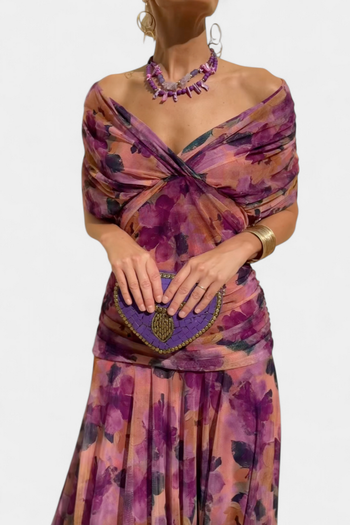 Freya - Flowing Floral V Neck Dress