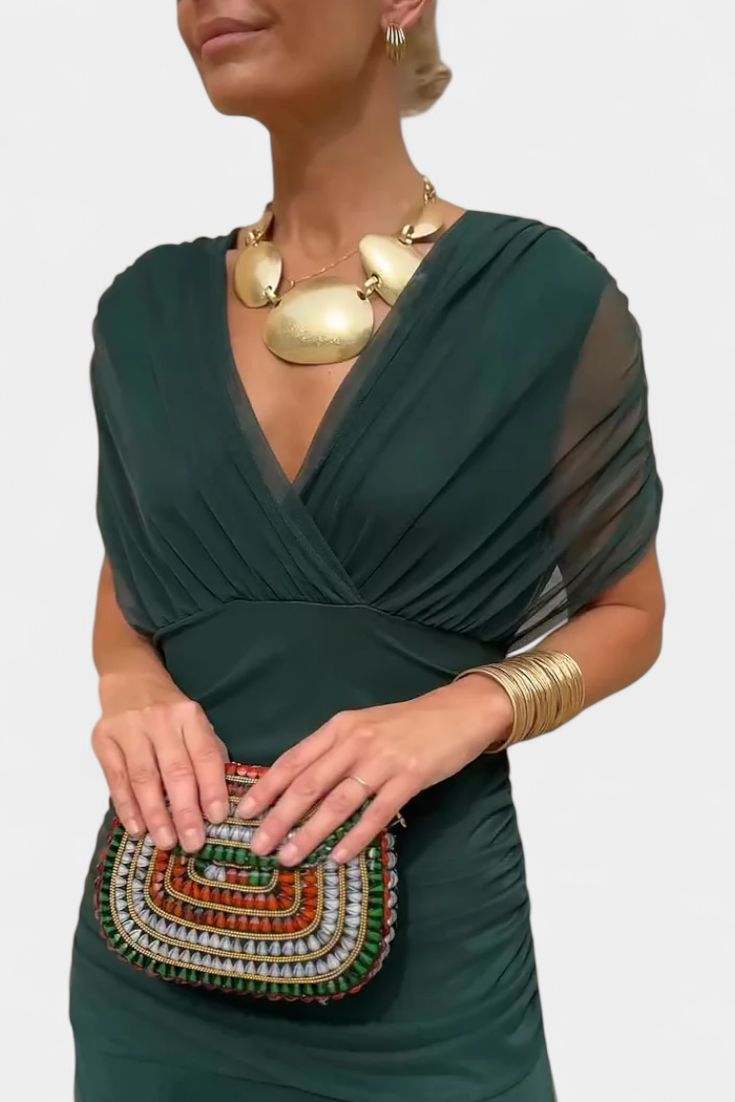 Freya - Flowing Floral V Neck Dress