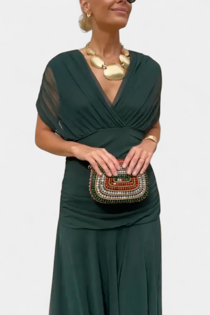 Freya - Flowing Floral V Neck Dress